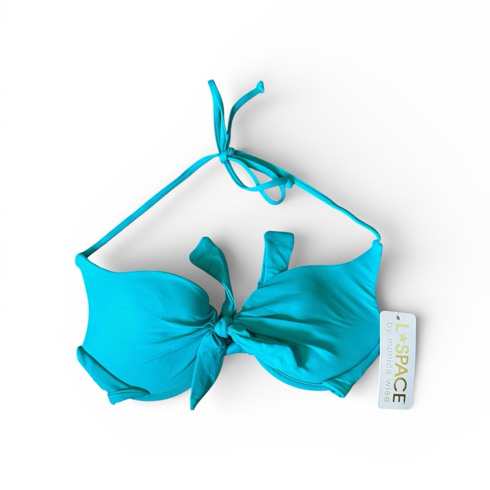 NWT L*Space push up bikini top pool blue